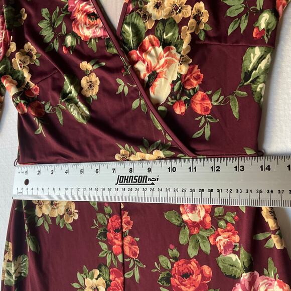 Stillettos Women’s 3/4 Sleeve V-neck Slit Front Floral Maxi Dress size M,Purple - Picture 5 of 9